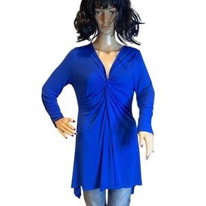 Grace Elements Knotted Stretchy Tunic Top Shirt Royal Blue Size Large NWT